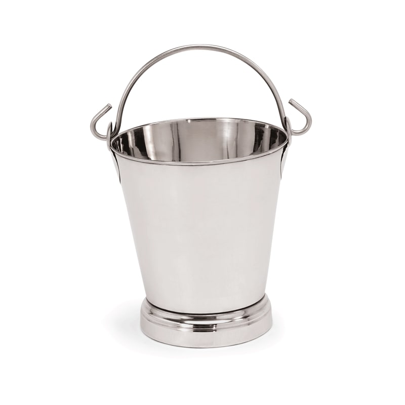 3x Eimer mit Bodenreifen 10 L, Chromnickelstahl, silber