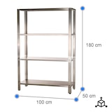 thumbnail of Cleiton® Estantería de Acero Inoxidable de pie 4 Estantes Lisos 1000x500x1800 mm | Estantería Metálica de 4 baldas lisas para Cocina | Hostelería