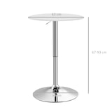 thumbnail of HOMCOM mesa de bar redonda con altura ajustable 67-93 cm tablero Ø63 cm giratoria 360° con base redonda de metal cromado para bistró cocina blanco