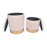 thumbnail of Rebecca Mobili Set 2 Pouf Contenitori Velluto Sgabello Beige con Base in Ferro