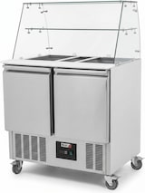 thumbnail of Romux® Saladette und Pizzatisch 2 Türen 90x70 cm für Behälter mit Glasglocke | Kühltisch von Pizzen und Salaten
