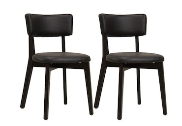 METRO PROFESSIONAL Silla de restaurante tapizada Alisora, set de 2 unidades, madera de haya/piel sintética, negro