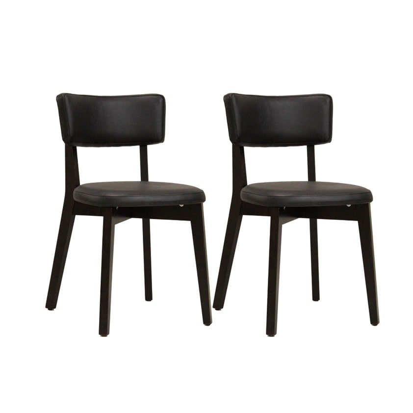 METRO PROFESSIONAL Silla de restaurante tapizada Alisora, set de 2 unidades, madera de haya/piel sintética, negro