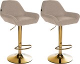 thumbnail of 2er Set Barhocker BIKEL - Stoff Taupe 51x52x89 cm Gold | Barstuhl Höhenverstellbar Mit Lehne Drehbar Tresenhocker Tresenstuhl Kneipenhocker
