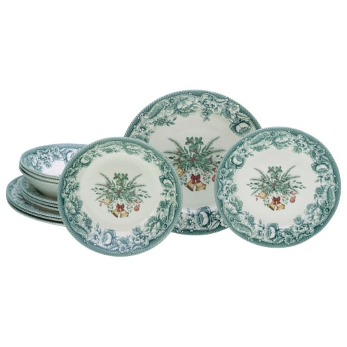 CreaTable Weihnachten Grün Tellerset 12-tlg Steingut