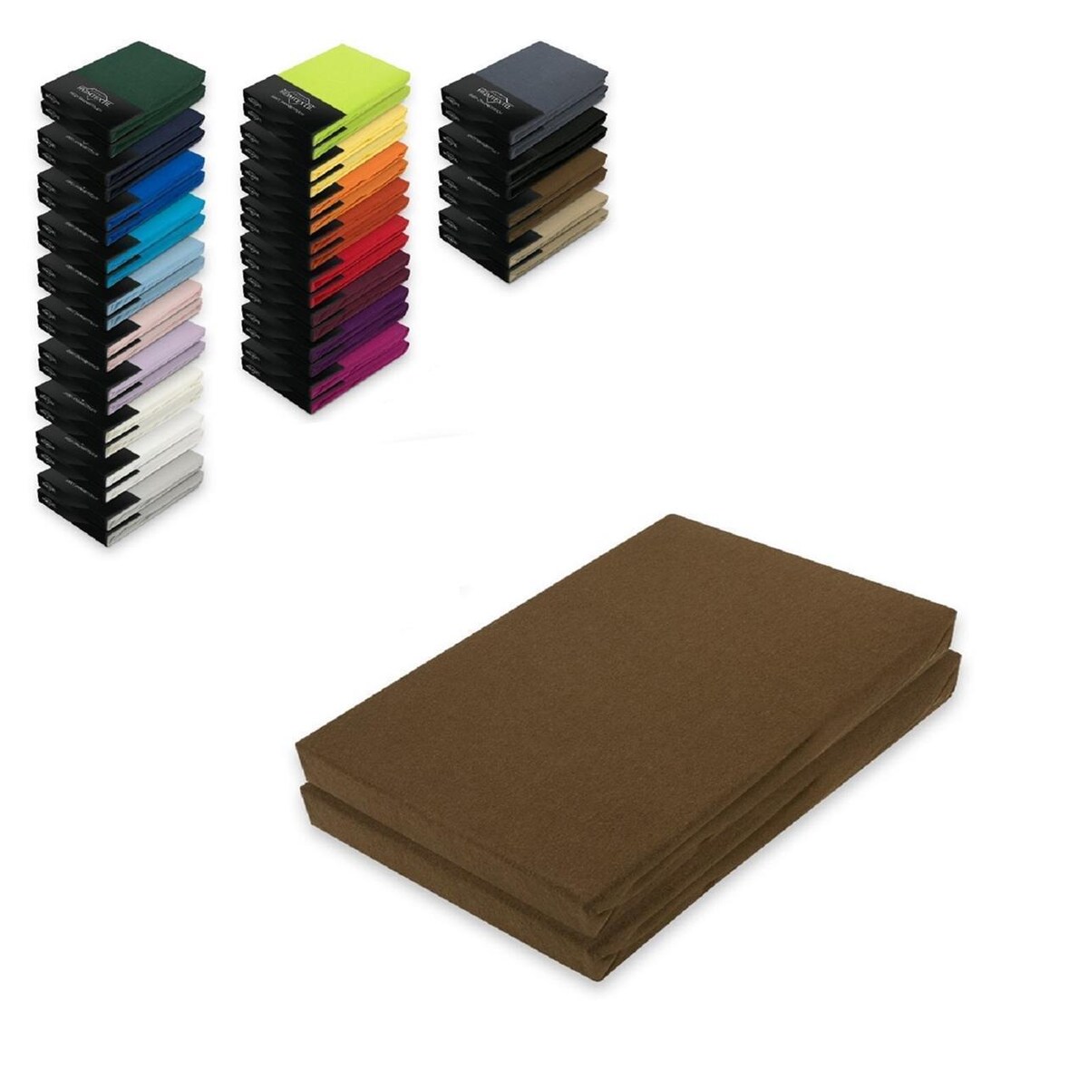 Doppelpack Jersey Spannbettlaken 60 x 120 - 70 x 140 cm Schokobraun