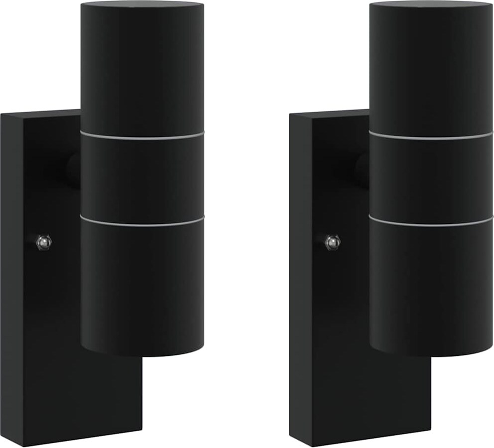 vidaXL Außenwandlampen 2 pcs Schwarz 7 x 10 x 22 cm Edelstahl