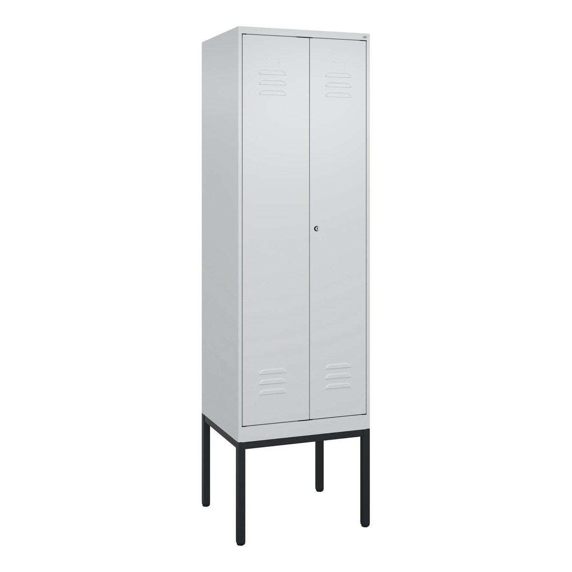 C+P Doppel-Spind Classic PLUS, Gestell, 2 Abteile, HxBxT 212x60x50cm, Zylinderschloss, Hellgrau/Hellgrau von PROREGAL