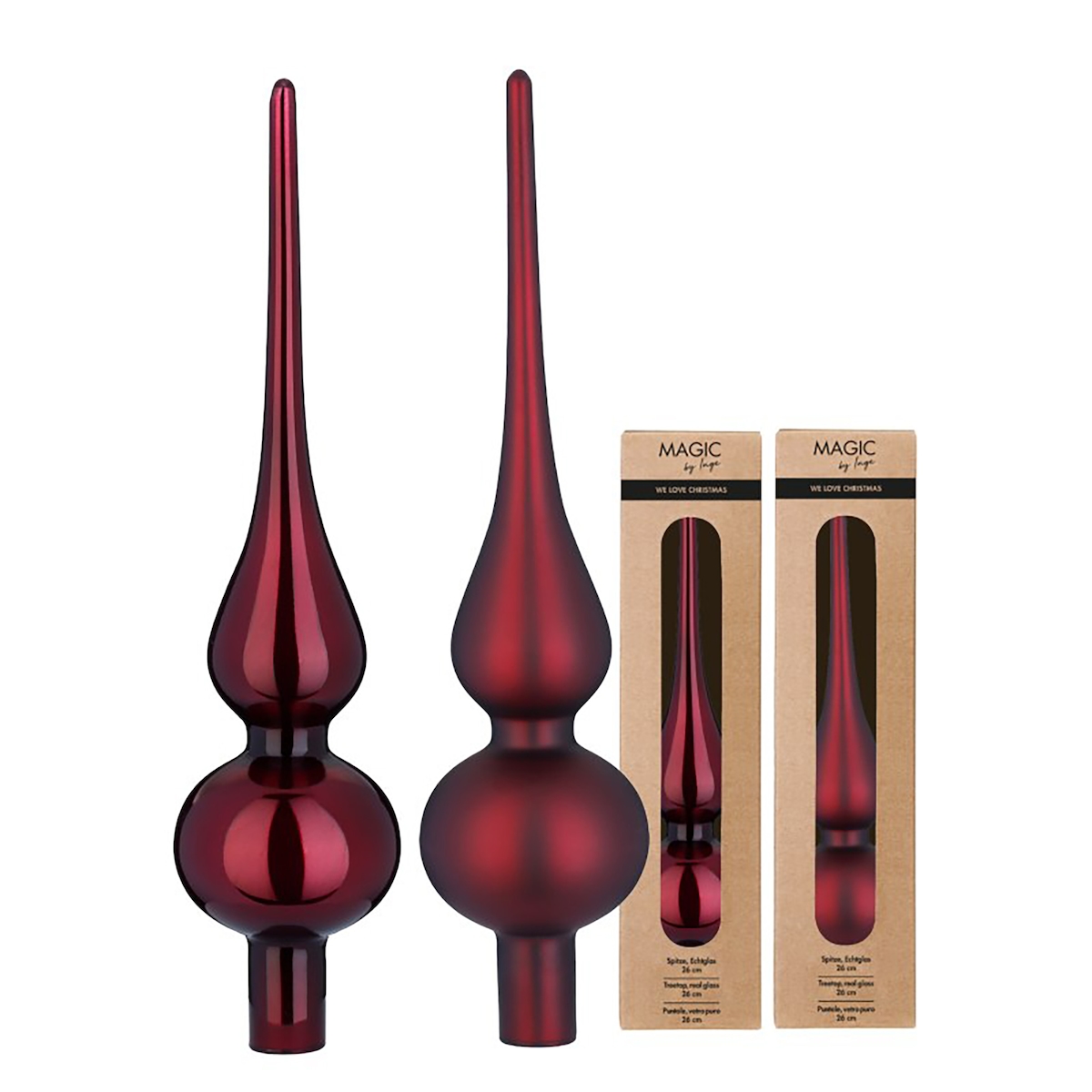 Christbaumspitze Glas 26cm 1 Stück matt / glänzend sort. - Smooth Port