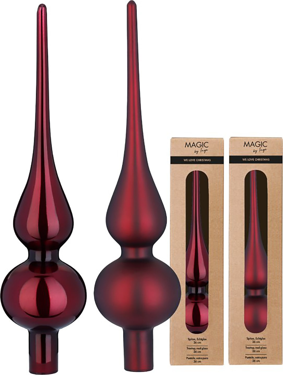 Christbaumspitze Glas 26cm 1 Stück matt / glänzend sort. - Smooth Port