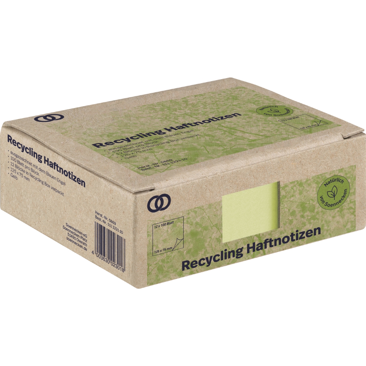 Soennecken Haftnotiz oeco 5869 RC 125x75mm 100 Blatt gelb 12 Stück