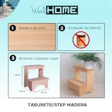 thumbnail of WellHome - Taburete ESCALON fabricado en madera-acabado sin barniz 40x30x40 cm