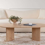 thumbnail of Table basse ovale en aggloméré Sable chêne Hanah Home