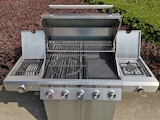 thumbnail of Tarrington House Barbacoa de gas 5 quemadores Glenwood, acero inoxidable, 138 x 56 x 116 cm, con mesas laterales y almacenamiento y ruedas, plateado
