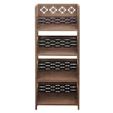 thumbnail of Scaffale libreria pieghevole 4x ripiani HWC-K86 legno polyrattan marrone scuro