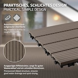 thumbnail of ECD Germany – WPC Terrassenfliesen – 60x30 cm Dunkelbraun 3m² | geriffelt, Holzoptik, Klicksystem mit Drainage