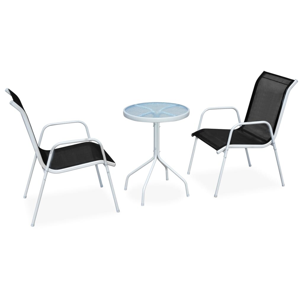 Helloshop26 - 3-teiliges schwarzes Stahl-Gartenbistro-Set für Terrassenmöbel 02_0013497