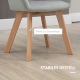 thumbnail of Esszimmerstuhl 2er Set Grau 54x57x80 cm mit Armlehnen und ergonomischer Rückenlehne, samtiger Polyesterbezug, Holzbeine mit Bodenschonern
