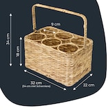 thumbnail of HMF Flaschenträger für 6 Flaschen, Flaschenkorb geflochten aus nachhaltiger Wasserhyazinthe, 32 x 22 x 18 cm