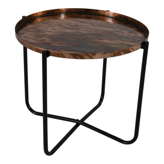 Bijzettafel oud koper 60x75cm