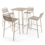 thumbnail of Table haute de terrasse carrée en acier taupe - Oviala