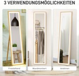 thumbnail of Standspiegel Ganzkörperspiegel 160x40x5 cm mit LED-Beleuchtung Touch Steuerung Eiche Optik Rahmen aus MDF bruchsicheres HD Glas frei stehend