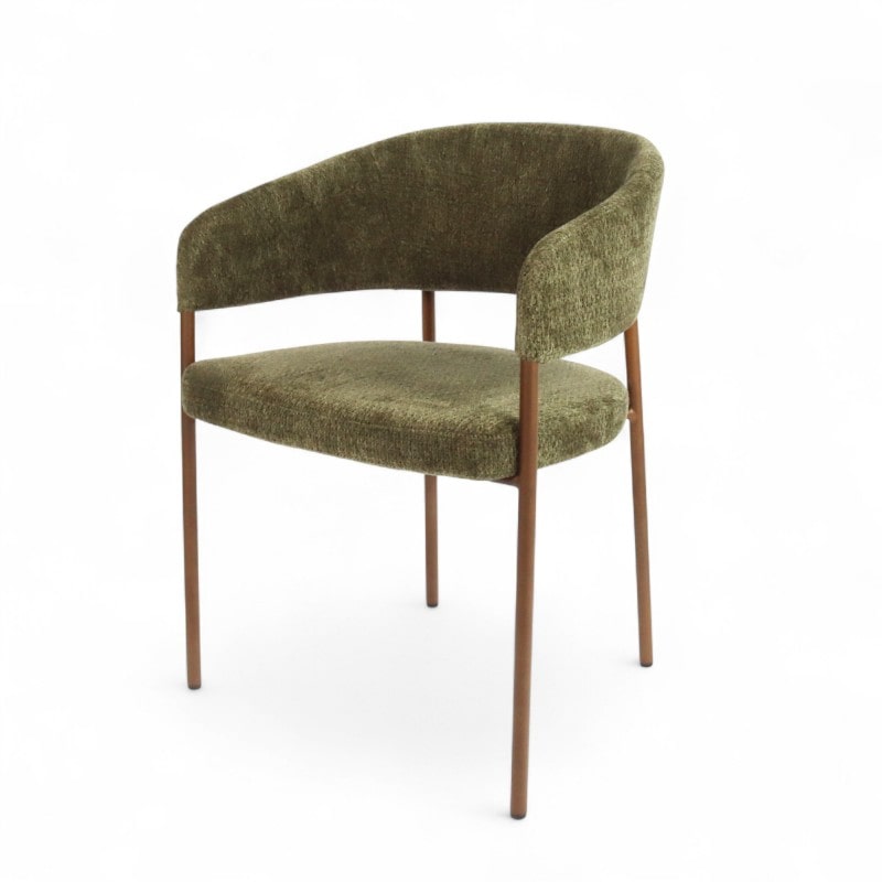 Poltrona da interno CAPRI - Tessuto verde - Gambe in rame