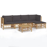 thumbnail of vidaXL 6-tlg. Garten-Lounge-Set mit Dunkelgrauen Kissen Bambus