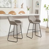 thumbnail of Barhocker 2er Set gepolstert Grau 51x53x96 cm mit Samtoptik Stoffbezug Armlehnen Fußstütze Metallbeine für Kücheninsel
