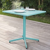 thumbnail of Table de terrasse carrée bistro inclinable en acier turquoise 70cm