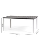thumbnail of Buitentafel THOMAS rechthoekig 180x90 cm, stalen frame en houtlook latten, 6 zitplaatsen, modern design voor tuin of terras – Wit/Leisteen