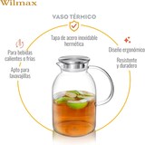 thumbnail of Wilmax Borosilikat Glas Krug mit Edelstahl-Deckel, 2100ml