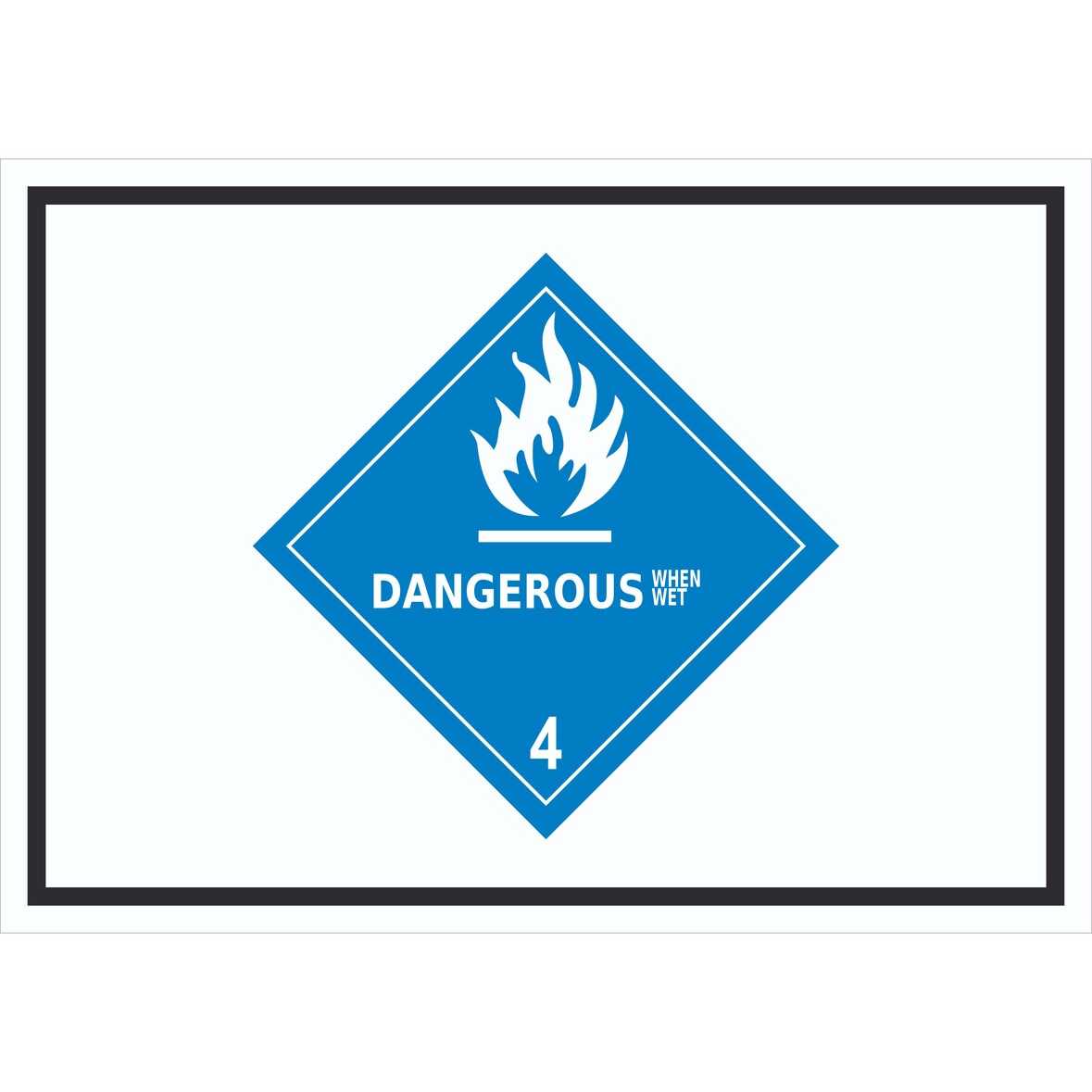 Schild wasserreaktive Stoffe Symbol Dangerous when wet A0 (841x1189mm)