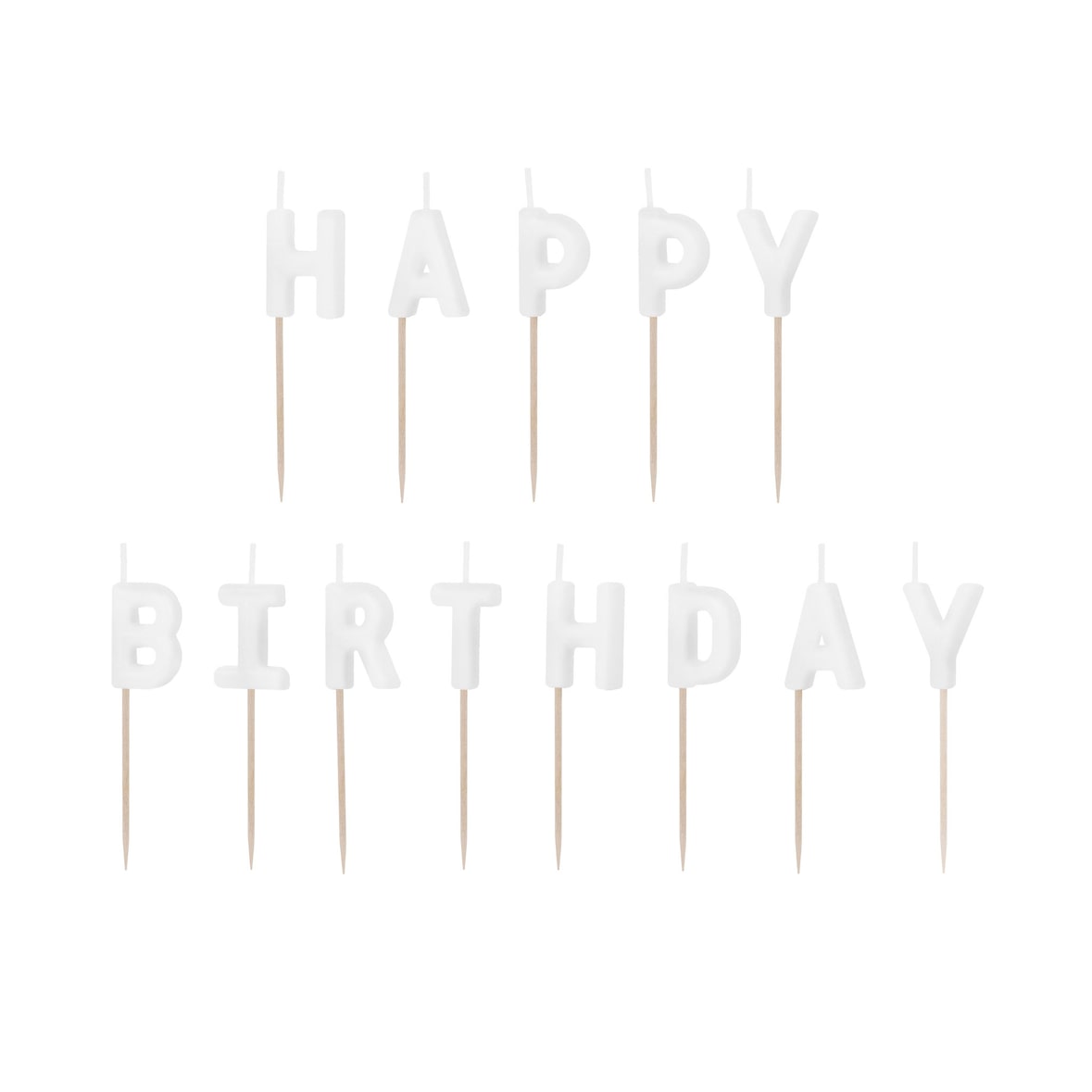 Geburtstagskerzen Happy Birthday 2,5cm - 13 Buchstabenkerzen Schriftzug Geburtstag Kuchenkerzen Tortenkerzen Partydeko Tortendeko Kuchendeko Weiß