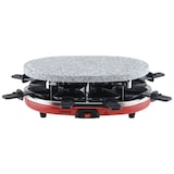 thumbnail of H.Koenig RP412 Raclette-Gerät 4 in 1 / 8 Personen / Raclette, Natursteingrill, Crepe-Platte und Grillplatte / mit 8 Pfännchen / 900 W / SchwarzRrot