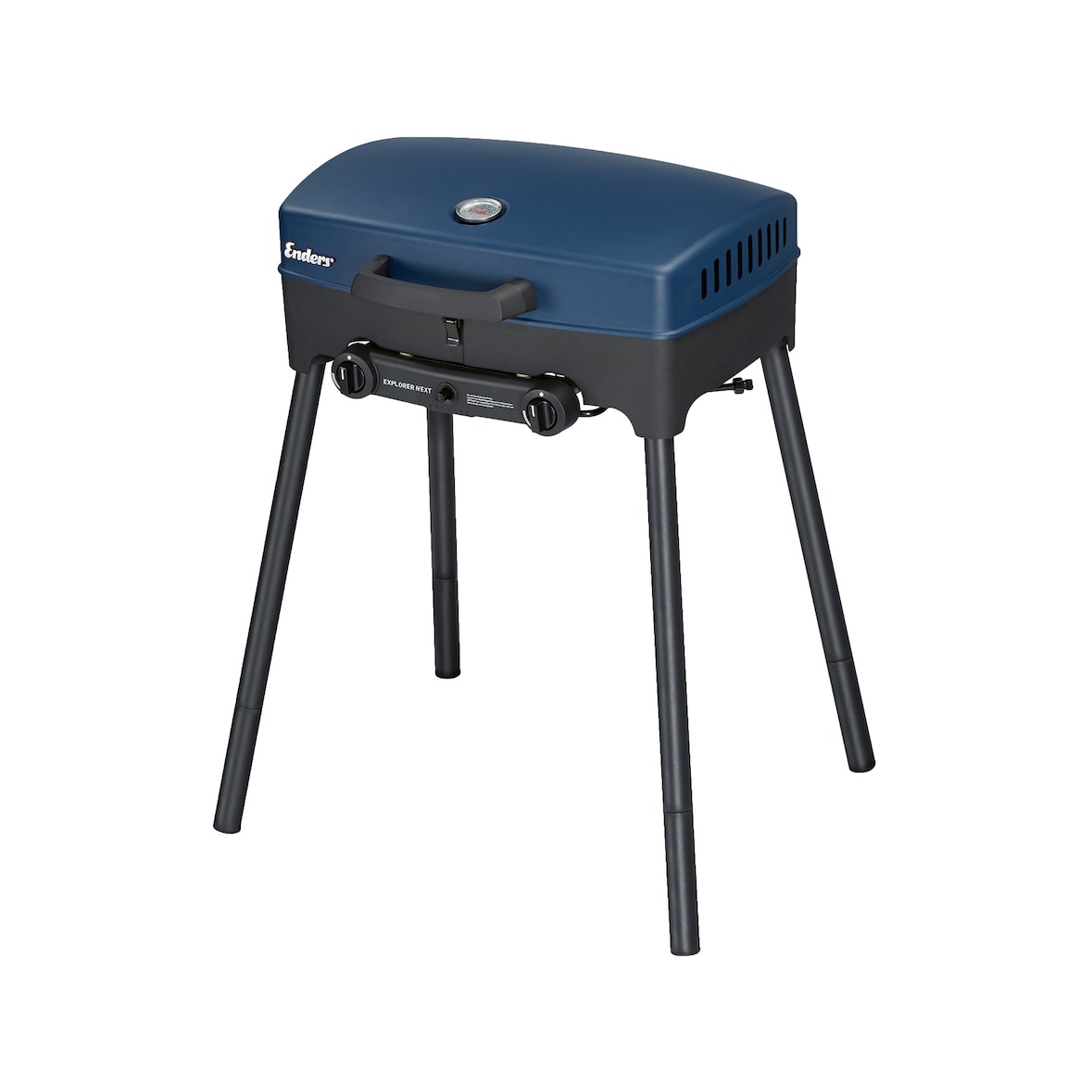 Enders Camping Gasgrill EXPLORER NEXT, Grillen, Kochen , Backen, 2 Brenner Edelstahl, kleiner Balkon-Picknick-Camping-Grill,  Aluguss-Grillwanne #2103