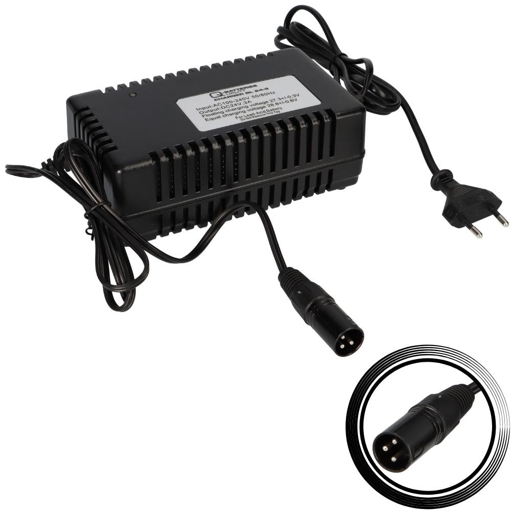 Q-Batteries BL 24-3 Ladegerät XLR-Stecker für Bleiakkus 24V - 3A Ladestrom IU0U Ladekennlinie