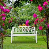 thumbnail of Relaxdays Gartenbank, nostalgisch, 2 Sitzer, wetterfest, Gusseisen & Stahl, Premium Sitzbank, HBT: 78x124,5x58 cm, weiß