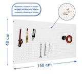 thumbnail of SimonRack Organizador Herramientas Pared, 400x1500x35 mm, Incluye 8 accesorios, Blanco - Panel Click