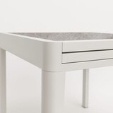 thumbnail of Mesa de exterior, extensível, alumínio e vidro, branco envelhecido, 135x90x76