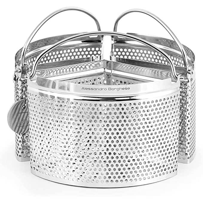 H&H Confezione 3 Spicchi per Scolare/Cucinare Linea Alessandro Borghese Tondo Acciaio Inox, Acciaio, Cm 18