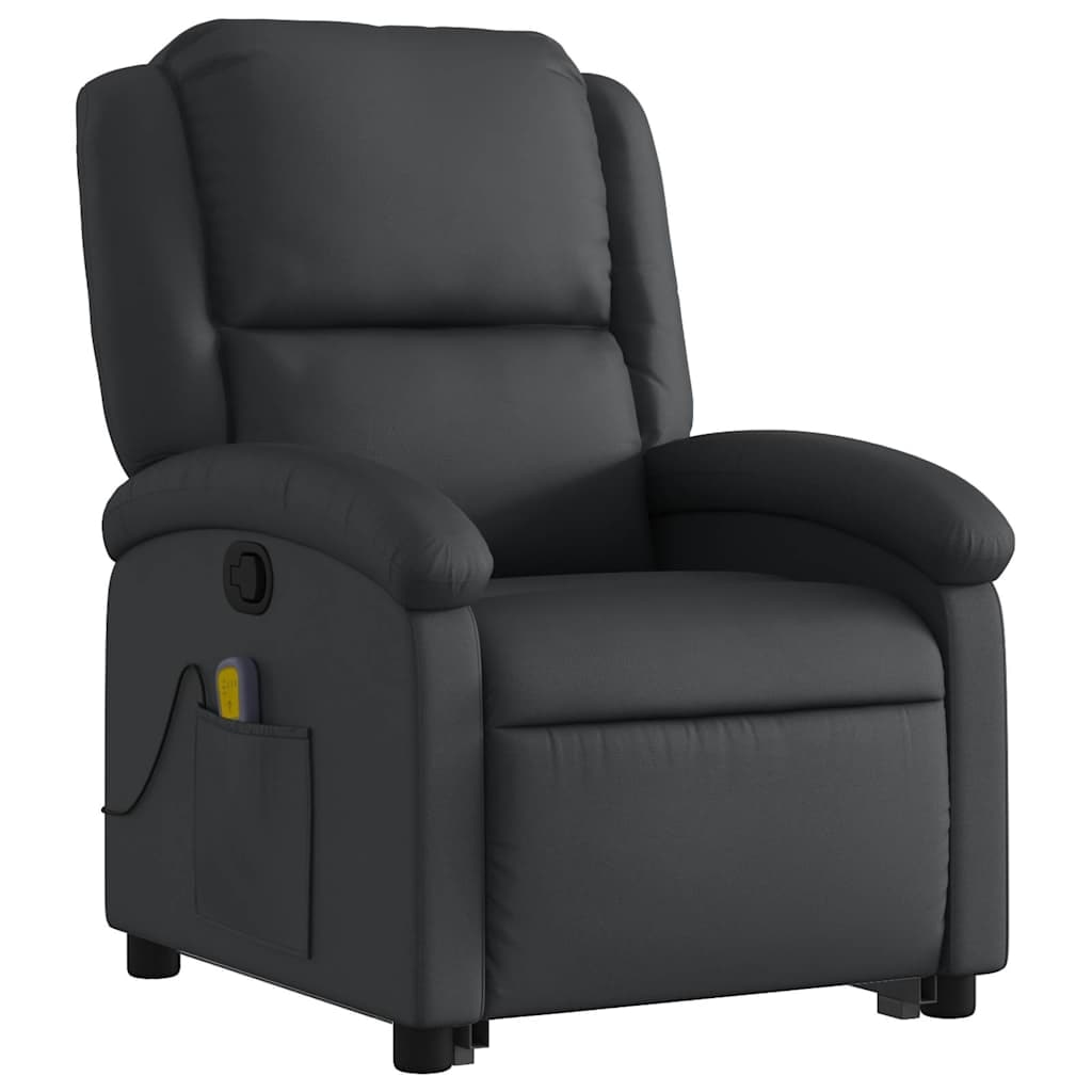 vidaXL Massagesessel mit Aufstehhilfe Schwarz Echtleder