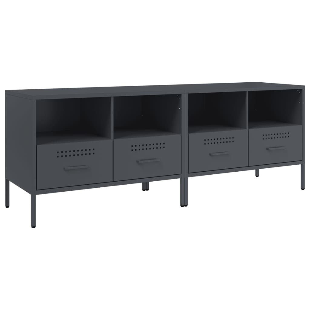 Helloshop26 - Multimedia-TV-Möbel TV-Regal Sideboard TV-Schrank Esszimmer Wohnzimmer Schlafzimmer 2-teilig Anthrazit 68 x 39 x 50,5 02_0028570