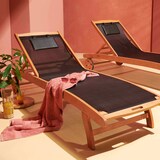 thumbnail of 2er-Set Sonnenliegen aus schwarzem Eukalyptusholz - Oviala