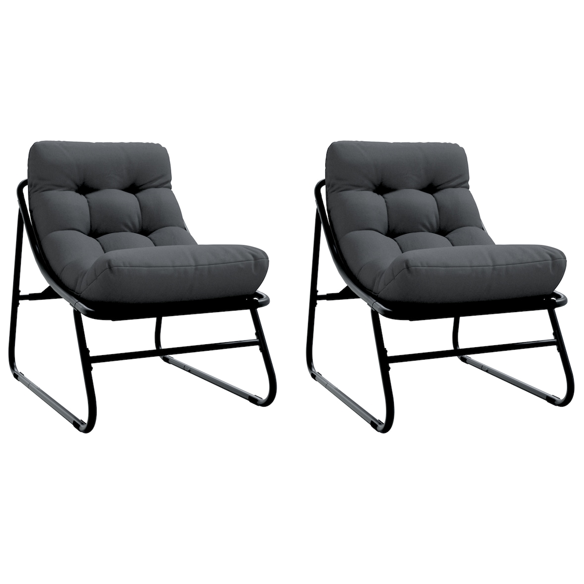 vidaXL Ligbedden 2 stuks met Kussen Zwart 60x80x71 cm Staal
