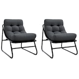 thumbnail of vidaXL Ligbedden 2 stuks met Kussen Zwart 60x80x71 cm Staal