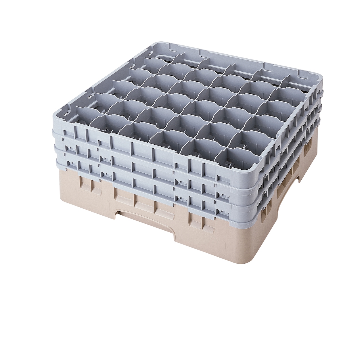 CAMBRO - 36S738-184 - Cesta de lavado 36 comp. 3 alturas - 7,2 cm Ø máx. - alt. máx. 20 cm - 50 x 50 x 22,5 cm - Beige
