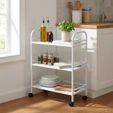 thumbnail of Carrello Portavivande 3 Ripiani Cucina Mobile Ruote 80x33x105 cm - Bianco