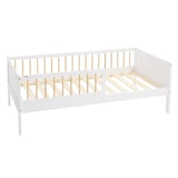thumbnail of ML-Design Kinderbett 80x160 cm Weiß-Natur, Holzbett mit Lattenrost & Rausfallschutz, Jugendbett aus massivem Kiefernholz, Montessori Einzelbett