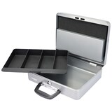 thumbnail of HMF 10016-09 Geldkassette abschließbar mit Münzzählbrett, Kasse mit Koffergriff, 30,5 x 24 x 8,5 cm, Silber